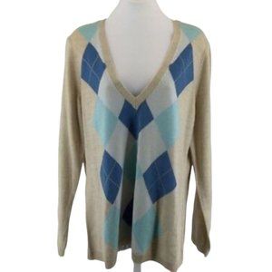 New York & Company XL Lightweight Argyle Sweater